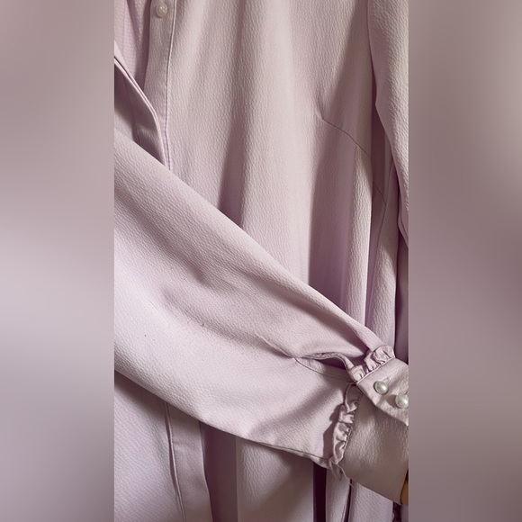 Tristan lavender shirt dress with tie waist. Ruffle detail. L - Picture 5 of 12